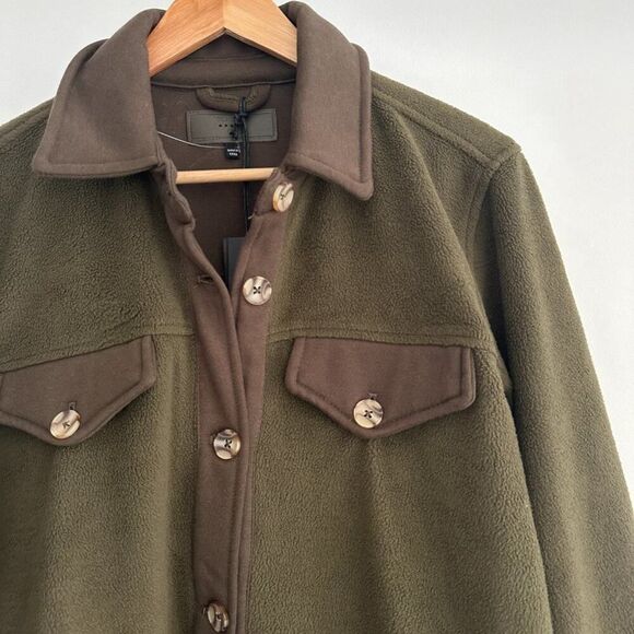 NWT Blank NYC olive green fleece shirt shacket - Picture 8 of 9